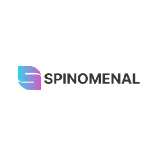 Logo Spinomenal với tông màu gradient tím xanh, đối tác chính của Net88
